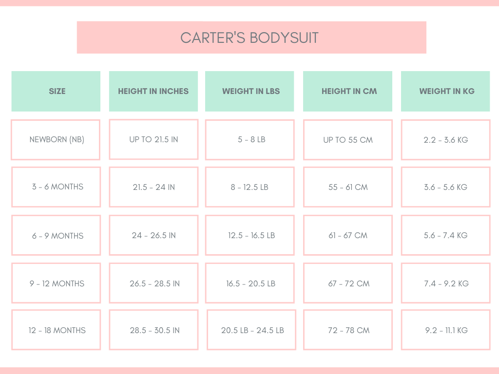 Sizing Charts Fabricated Keepsakes